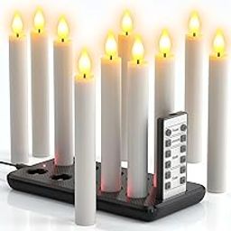PChero LED Candles Rechargeable with Charging Station and Remote Control, Set of 10 Electric LED Rechargeable Candles Flickering Taper Candles with Timer Function for Halloween Christmas Party Room-picture-18