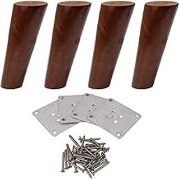 Aakash Décor 4 Pcs Wooden Sofa Legs - Wood Legs for Table and Furniture | Heavy Duty Oak Finish Sofa Legs with Mounting Plate (4 Inches)-image-37