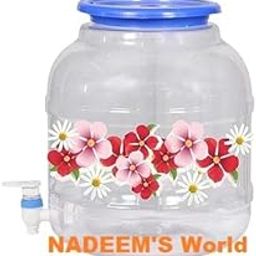 NADEEM'S World Plastic Water Dispenser Jar with Tap Compatible for 20 L, 25 L Mineral Water can,(Printed) 10Ltr Pack of 1-picture-11