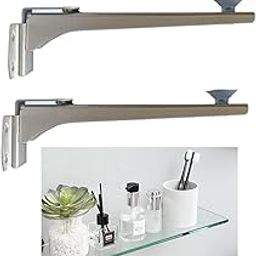 Stainless Steel Wall Mounted Glass Shelf F Bracket | Multipurpose Glass Support Fitting Glass Fixing Clamp Clip Wall Mount Glass Holder for Thickness 6,8,10,12mm (6 inch,Qty 2)-21