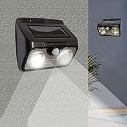 Gitesh Outdoor Indoor Solar Lights - Super Bright 2 lamp Motion Sensor Security Lights Waterproof Solar Powered Wall Lights for Patio Garden Garage Yard Front Door [1 PCS]-46