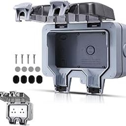 Serplex® 146 Type Double Socket Switch Cover with Flip Up Lid Duplex Receptacle Outlet Cover for 86mm×146mm Faceplate Waterproof Cover for Duplex Outlet Electric Switch Socket (Socket Not Included)-11