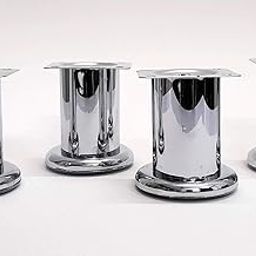 AVRIAN Stainless Steel Round Sofa Leg, 3-inch-Set of 4 Pieces Chrome Finish Legs for Sofa, Bed, Couch, Deewan, Box, Table & Puja Chowki-image-0