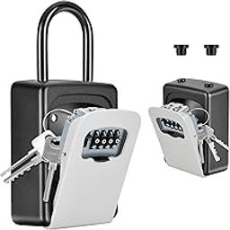 DIYASHI Key Lock Box Wall Mounted, 4 Digit Combination Lock Box For House Key Weatherproof Safe Security Key Storage Lock Box For Outside Realtors Garage Spare Keys, Black (With Hanger)-picture-10
