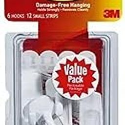 Command 1 Lb Capacity Plastic Utility Hooks for Indoor Use (17002-6ES), Pack of ( 6 Hooks, 12 Strips) , White-19