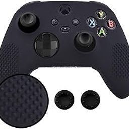 TMG X Series X/S Controller Skin,Anti-Slip Protector Set Compatible with X Series X/S Controller-Silicone Cover with 2 Thumb Grips Caps (Black)-picture-0