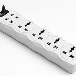 Cona Symle Gem 6+1 Power Strip 5 Meter, Universal Socket Extension Board, White-image-67