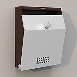 Plantex Letter Box with Key Lock/Suggestion Box for Office - Metal, Wall Mounted, Coffee & White-10