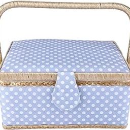 Generic Sewing Kit Basket, Decorative Double-Layer Sewing Basket Handmade Portable for Outdoor-10