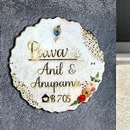Swapnil Arts Resin & Acrylic Door Name Plate for Home Entrance | Customized Name Plate for Home, Flat, Bungalow, Outdoor Name Plate for House (Shades of Art) (13x13 Inch)-image-42