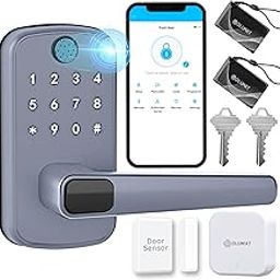 Smart Door Lock with Gateway and Door Sensor: Keyless Entry Door Lock with Keypad, Fingerprint, Smart Lock for Front Door with App Control - Biometric Door Lock for Home Security (Silver Gray)-13