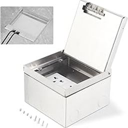 Annadue 2Pcs Universal Recessed Flat Socket Outlet 3 Hole, 16A Flip Top Embedded Power Outlet with Stainless Steel Box 45 AC 250V 4000W-1