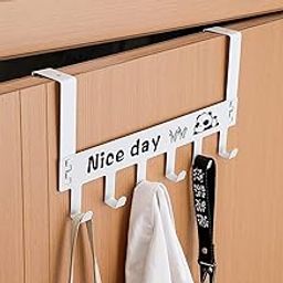 AIMERS Hanger for Clothes Hanging Over The Door Hanger Towel Rack 6 Peg Door Hooks for Hanging Door Coat Rack for Towels Clothes Behind Back for Home Accessories White-image-108