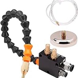 Begot Aluminum Alloy Coolant Pumps Oil Mists Sprayer with 360 Degree Adjustable Cooling Tube Lubrication Lathe Milling Drill Engraving Machine for CNC Lathe (Black BVP-3000 with Magnetic Holder)-image-121