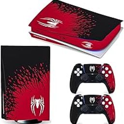 Khushi D�cor RED White SP Man UV 3M Vinyl Sticker Decals for PlayStation 5 Disk Version Console and Two Dual Sense 5 Sticker Skins Black PS5 Skin Console and Controller Design [Video Game]-22