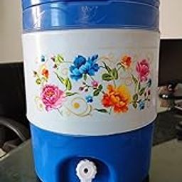 Floral Design Water Dispenser, Blue and White, 20L Capacity with Easy-Flow Spigot-image-48