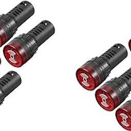 Dehmy LED Pilot Light AC 220V Panel Indicator Flashing Alarm with Buzzer (Red) 10 Pieces-picture-5