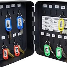 Lucky Line 20 Hook Combination Locking Metal Key Cabinet Organizer, Black (62700), 20 Hooks-image-14