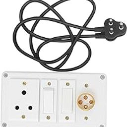 Anchor Electric Board with Anchor 1 Socket 2 Switch and Holder with (1.5yd = 1.3716m) Long 3 core Cable Black-image-31