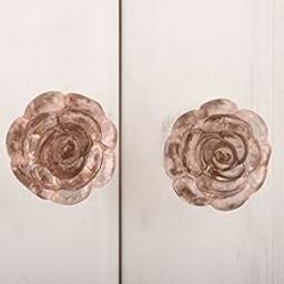 Indian-Shelf 2 Piece Glass Pink Rose Luxurious Drawer Knobs for Kitchen Cabinet Hardware Door Pulls Decorative Dresser Décor-image-12