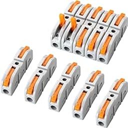 Besillia 10 Pcs Lever Wire Connector, 1 Conductor Compact Wire Connectors Splicing Connectors for Circuit Inline 24-12 AWG (Orange)-12