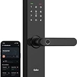 QUBO Smart Door Lock Essential (2025 Edition) from Hero Group | 6-Way Unlocking | Fingerprint | OTP Remote Unlocking | PIN | RFID Card | Mobile App | Mechanical Key | 2 Year Brand Warranty | (Black)-4
