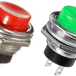 SYMFONIA 2Pin 3Amp Momentary RED GREEN Metal Panel Mount Push Button Switch Horn Switch | Momentary Self- Reset Small Push Button Switch Red and Green.-22
