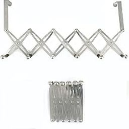 TRENDEASY Steel Foldable Door Hanger Over The Hooks Organizer for Clothes, Towel, Wardrobe, Bathroom Adjustable Size 6 Hook-image-96