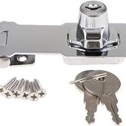 barenx Keyed Entry 90 Degree Rotation Safety Guard Hasp Lock Latch Buckle with Keys - 3¡®¡¯-image-77