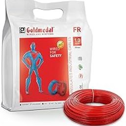 Goldmedal 45 Meter 1100V 1.0 Sq mm Fire Retardant Electric Wire (Red) - Pack of 1 | Wire for Domestic & Industrial Connection Use | Multi-Strand, PVC Electrical Insulated Copper Wire-13
