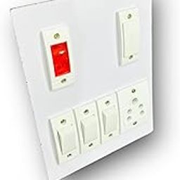 A1 LED 8x6 Non-Modular Switch Plate with Indicator, Fuse, 6A Socket & 3 Switches on Wooden Base | Display Sample Plate Only (No Wiring, No Back Box)-image-61