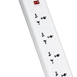 FatCherry Powerstrip 4 Internatiol Socket, 1 LED Indicator Switch, 3 Meter Wire and 6 Ampere India Plug-White Extension Board-image-92