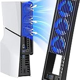 PS5 Slim Cooling Fan, KIWIHOME Efficient Cooling Accessories with 3 Fans, Quiet Cooler fan with Adjustable Speed, Smart Power On/Off, LED Light and USB3.0 Port for PS5 Slim Digital/Discs Edition-image-70