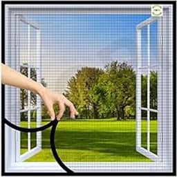 POPI Pre-Stitched Mosquito Net, FiberGlass Screen for Windows, Doors, Balconies with Fastener Hook Tape Attached on Borders - White - 60cm x 60cm-59