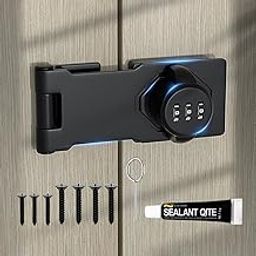 DZOPE Household Cabinet Password Hasp Lock – Combination Door Security Slide Latch Lock for Small Doors, Cabinets, Barn Doors, Bathrooms, Outdoor & Garden – Black-7