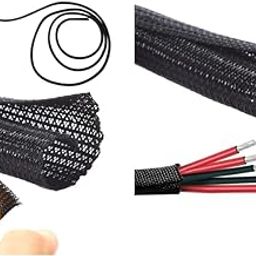 Supvox® 6.6ft Cable Protector & Organizer Sleeve Combo for USB, Power, Audio, Video Cord – Self-Closing, Cuttable, Wear & Heat Resistant Wire Loom, Prevents Cat Chewing, Black-13