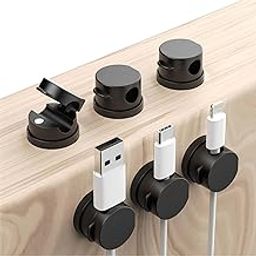 MTROYALDIA 6 Pack 360 degrees Magnetic Cable Clips, Cord Organizer, Easy Secure Adhesive Cable Management, Under Desk Hider for Nightstand Desktop Wall Phone Charging USB Car Workspace Office-image-5