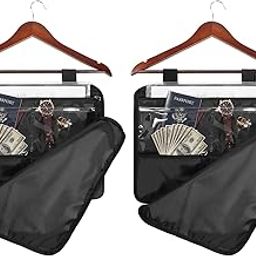 2Pack Hanger Diversion Safe Bag Hidden Storage with Zipper, Jewelry Safe for Money Cash, Secret Safe Under Clothes with Hidden Compartment for Home or Travel Safe BLACK-picture-13