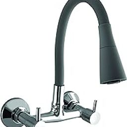 10X Sink Mixer Tap For Kitchen 2 In 1 Bl-9876 Flexible Neck Dual Flow Grey Hot/Cold Facility - Brass, Chrome-picture-6