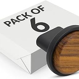 Plantex Knobs for Drawer/Round Drawer Knobs/Knobs for Cabinets/Pull-Push Knobs for Kitchen/Bedroom Drawer - Pack of 6 (Small, Black & Wood)-image-3
