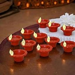 FIRAGE Water Sensor Led Diyas, Flameless & Smokeless Decorative Candles Led for Diwali,Office Home Décor Big Flame Water Diya for Home Decoration, Diwali Decoration (LEDDIYA6, 6, Count)-image-8