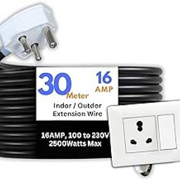 KREPS® Electric Heavy Duty Extention Board, 6+16A, for Indoor & Outdoor Use, Cable with 3-Pin Plug and Multi-Socket Board Supports 100-230V, 2000+2500 Watts (2500W,16A,Big Plug, 30 M)-image-54