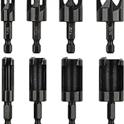 serplex Serplex® 8Pcs Woodworking Drill Bit Set Boring Hole Saw Cutter Wood Tools Assorted Size Universal Hex Shank Straight and Tapered Taper Cutting Tool Attachment for Power Drill, Rotary Tool-picture-35