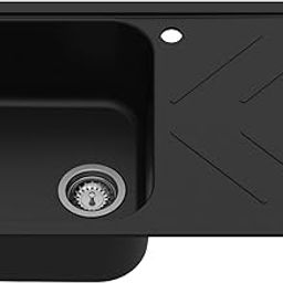 Carysil Quartz New Beethoven D 100L Kitchen Sink with Drainboard, Real Stone Finish, 304 Waste Coupling with 50 ml Cleaning Kit, Noise Reduction with Sloping Drain, 40x20x8 inches, Pearl Black-image-23