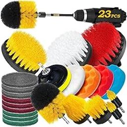 GLNRM 23 Pcs Power Drill Scrubber Set, Brush Attachment Set | Scrubber Brush Pads for Tile | Multipurpose Drill Brushes for Cleaning of Bathroom Kitchen, Flooring and Car (Model 6)-image-57