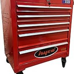 HYCO 5-Drawer Rolling Tool Cabinet, Heavy Duty Workshop Trolley, Red-image-42