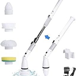 Electric Rotary Brush, Cordless Rechargeable Powerful Scrub, Shower Cleaning Brush, Adjustable Long Handle and 3 Replacement Brush Nozzles, Household Cleaning Tool for Bathroom Tub, Tile Floor-image-71