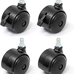 Livzing Plastic 2 Lockable Wheels & 2 Non-Lockable Wheels-360° Rotating/Rolling/Cart Wheels-M6x 8 mm Threaded Wheel for Caster Shopping Trolley-Stand-Rack-Office Lockable Casters-(Pack of 4)-image-20