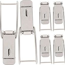 Hohopeti 6pcs Stainless Steel Latch Hook Spring Loaded Gate Lock Duckbill Design for Toolboxes Iron Drum Lids and Engineering Tanks Heavy Duty Toggle-image-18