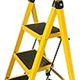Asian Paints TruCare 3-Steps Trendy Steel Ladder, Foldable Ladder for Home & Office use, Durable, Wide, Anti-Skid, Lightweight & Easy to Carry, with 5 Years Warranty (Yellow)-image-85